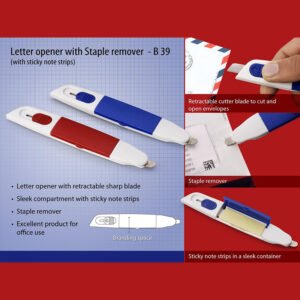 B39 – Letter Opener With Staple Remover And Sticky Note Strips