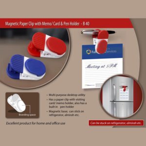 B40 – Magnetic Paper Clip With MemoCard And Pen Holder