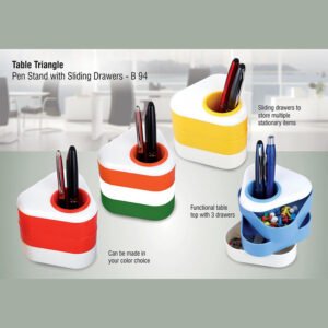 B94 – Table Triangle: Pen Stand With Sliding Drawers