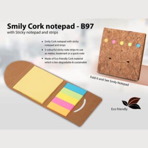 B97 – Smily Cork Notepad With Sticky Notepad And Strips