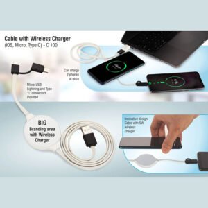 C100 – Cable With Wireless Charger (IOS, Micro, Type C)