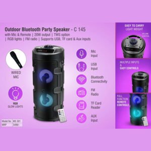 C145 – Artis Outdoor Bluetooth Party Speaker With Mic & Remote