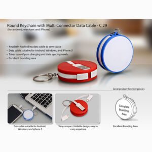 C29 – Round Data Cable With Keyring (For Android  Windows  IPhone)