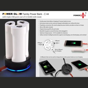 C44 – Family Power Bank With Triple USB Ports (Set Of 3) (9,000 MAh)
