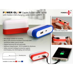 C46 – Caplet Power Bank With Hidden Wire (3,000 MAh)