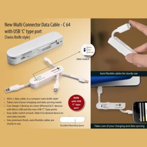 C64 – Multi Connector Data Cable Set (Swiss Knife Style) (With USB C Type)