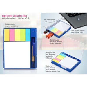 C99 – Big USB Hub With Sticky Notes, Writing Pad And Pen  3 USB Ports