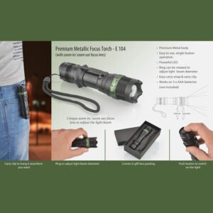E104 – Metal Focus Torch (Premium) (With Zoom In / Zoom Out Lens)