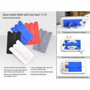 E119 – Silicon Mobile Wallet With Curly Stand