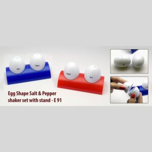 E91 – Egg Shaped Salt & Pepper Shaker Set With Stand