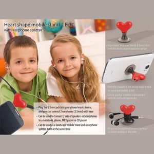 E97 – Heart Shape Vacuum Mobile Stand With Earphone Splitter